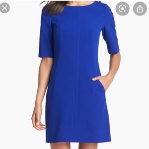 Tahari Blue Dress Size 12 NWOT Elbow Sleeve
